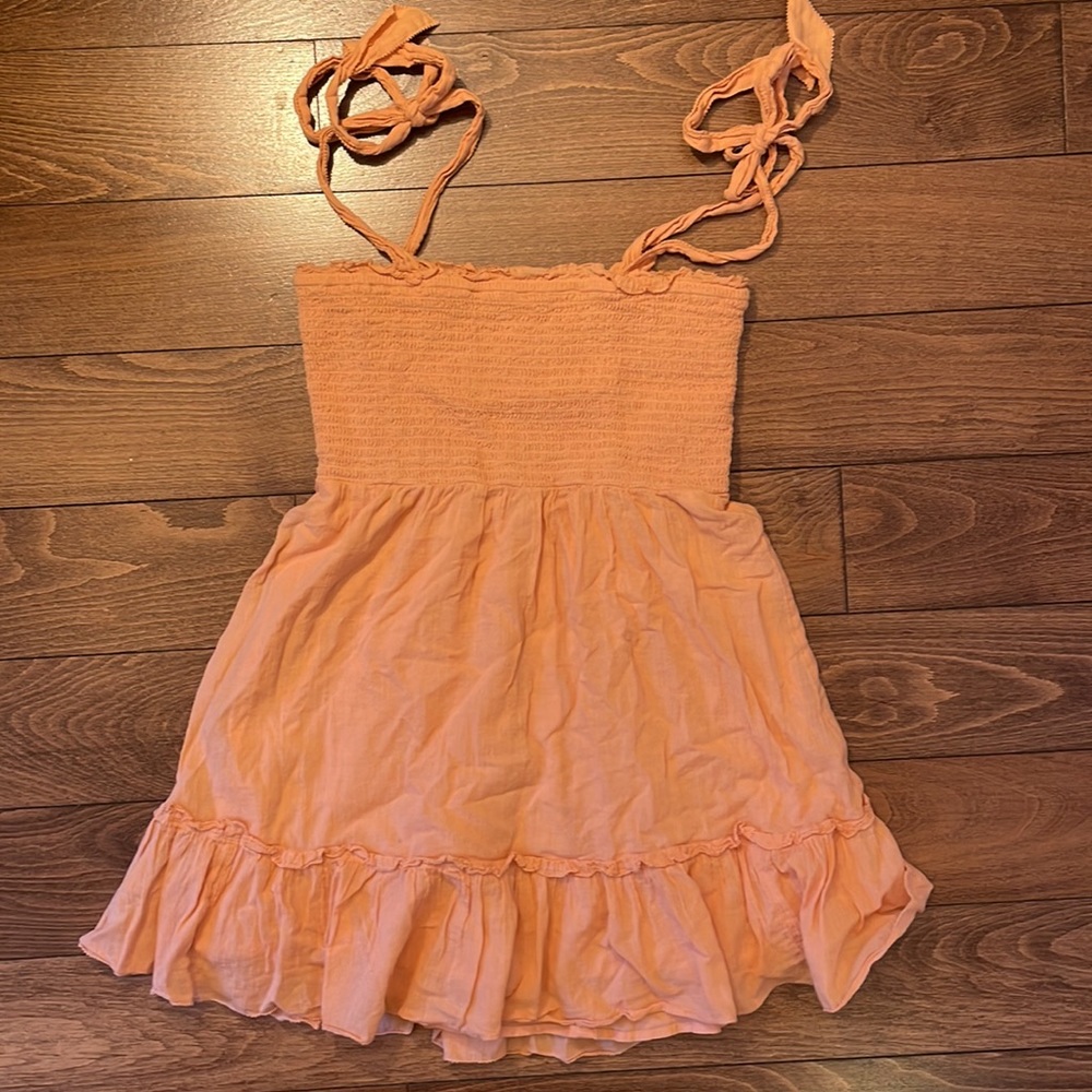 Aerie smocked babydoll sundress with tie straps and ruffles
